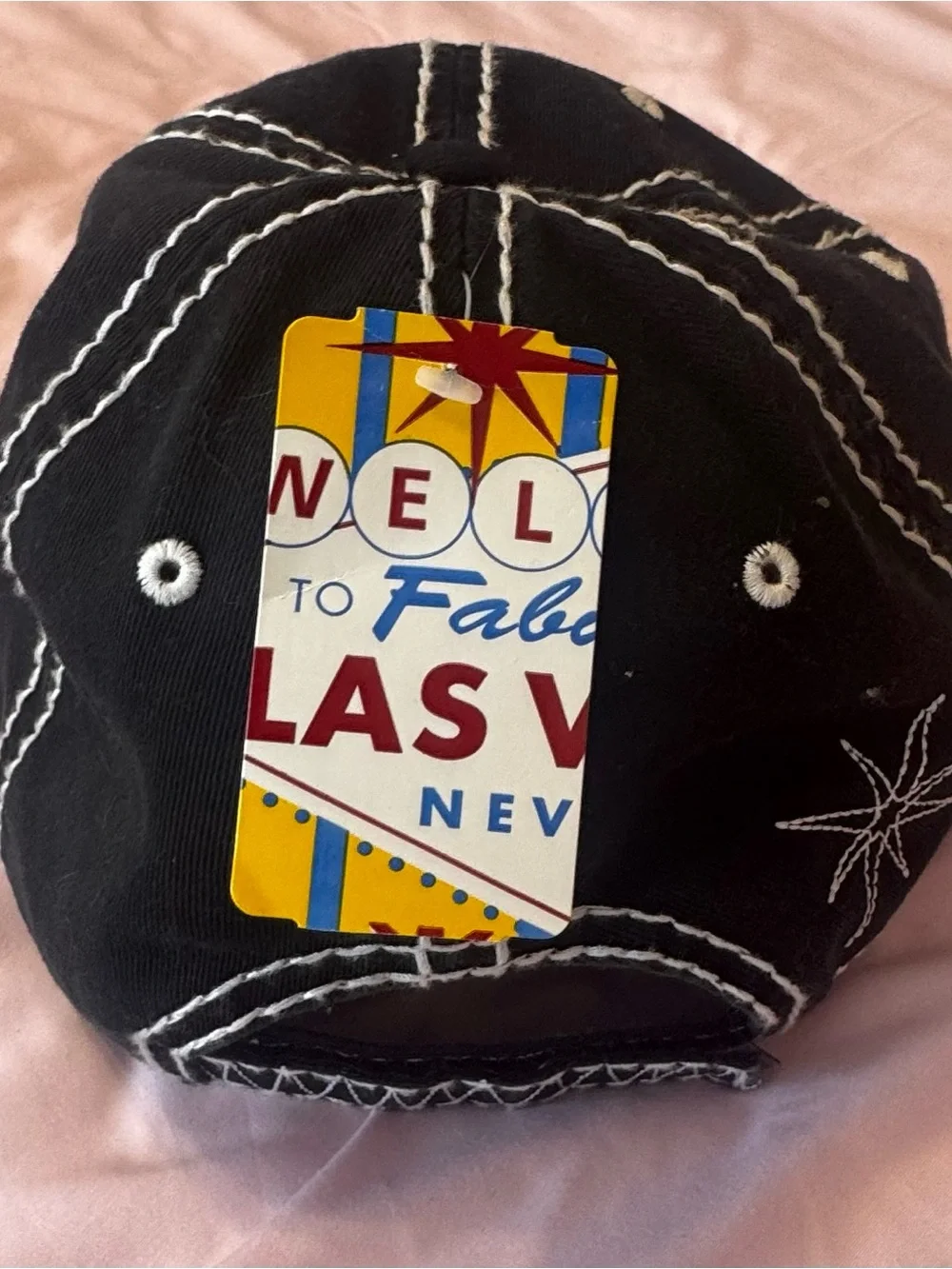 Las Vegas Embroidered Baseball Cap - Black & White
